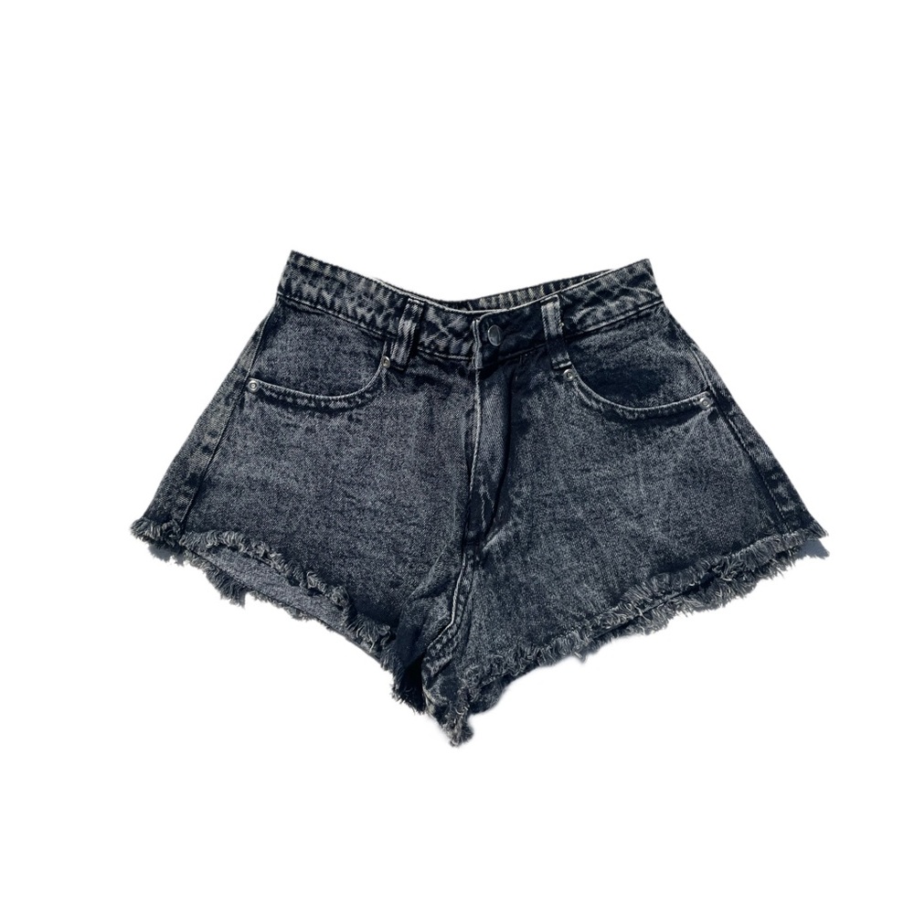 Black denim short shorts